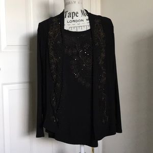Bleeker & McDougal black sweater set w/ sequins